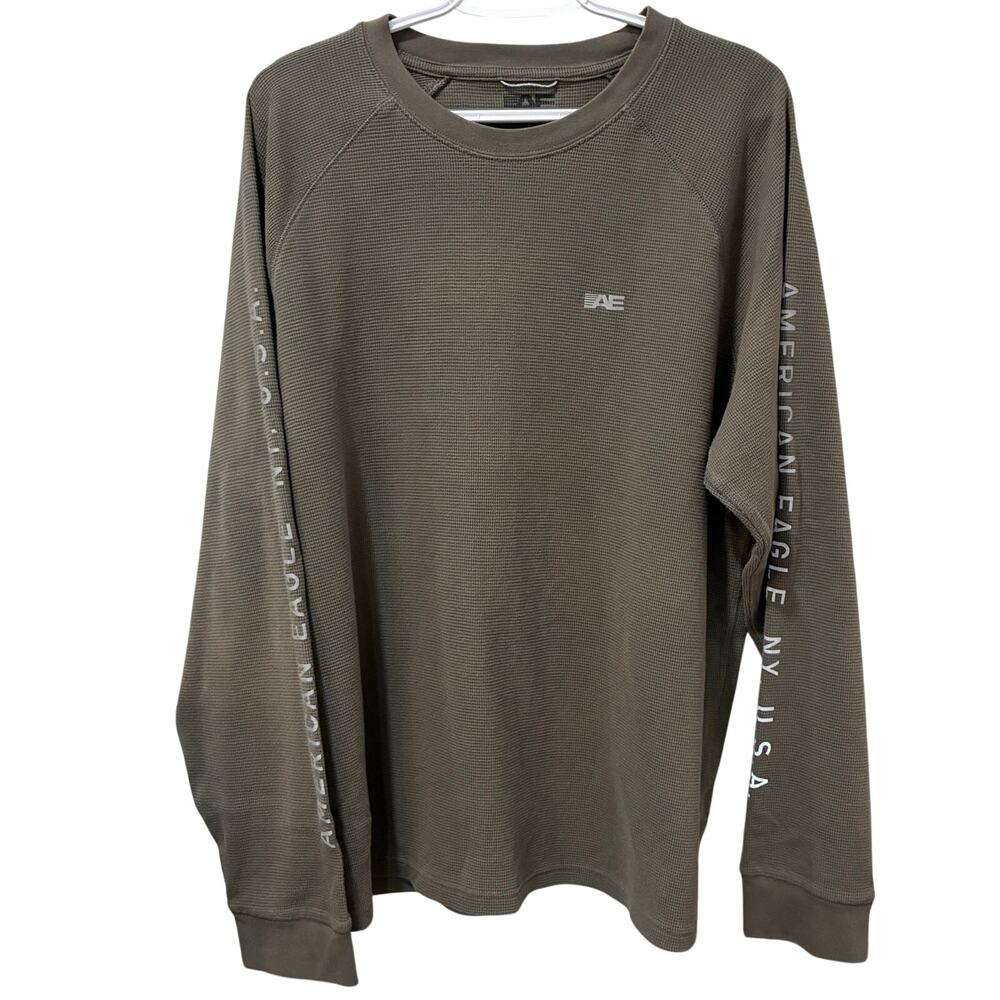 American Eagle AE Men's Long-Sleeve Thermal Sleeve Logo Graphics XXL